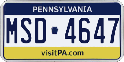 PA license plate MSD4647