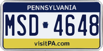 PA license plate MSD4648
