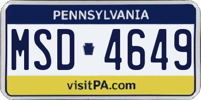 PA license plate MSD4649