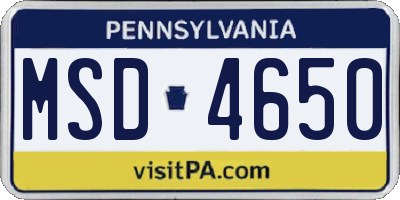 PA license plate MSD4650