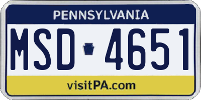 PA license plate MSD4651
