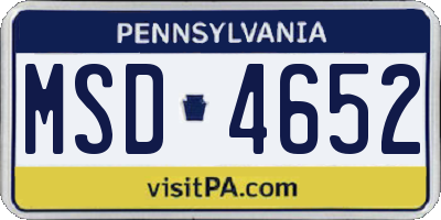 PA license plate MSD4652