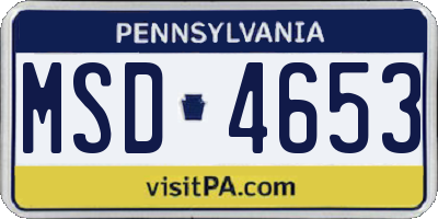 PA license plate MSD4653