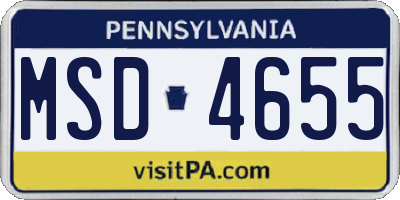 PA license plate MSD4655