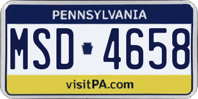 PA license plate MSD4658