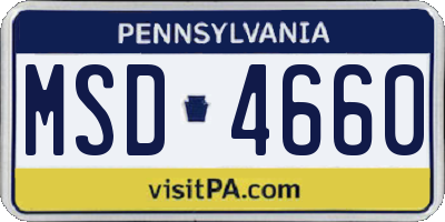 PA license plate MSD4660