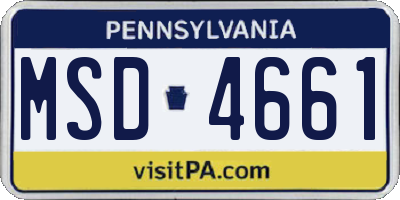 PA license plate MSD4661