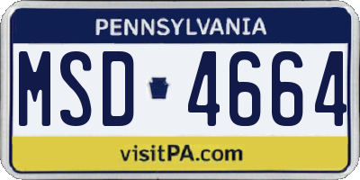 PA license plate MSD4664