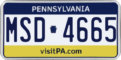PA license plate MSD4665
