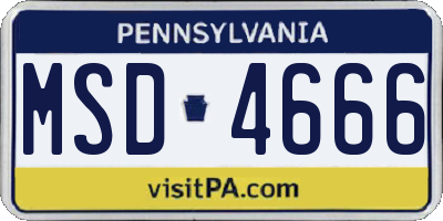 PA license plate MSD4666