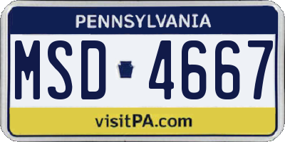 PA license plate MSD4667