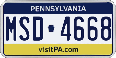 PA license plate MSD4668