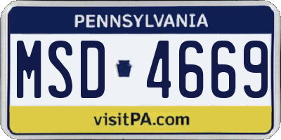 PA license plate MSD4669