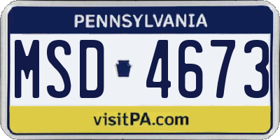 PA license plate MSD4673