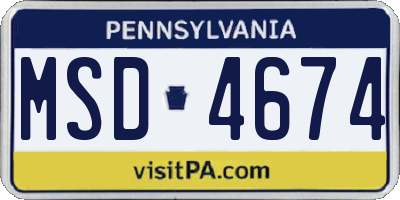 PA license plate MSD4674
