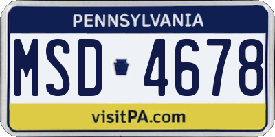 PA license plate MSD4678