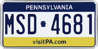 PA license plate MSD4681