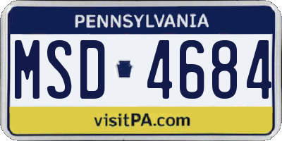 PA license plate MSD4684