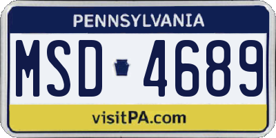 PA license plate MSD4689