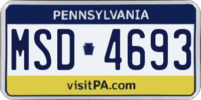 PA license plate MSD4693
