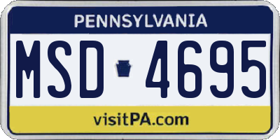 PA license plate MSD4695