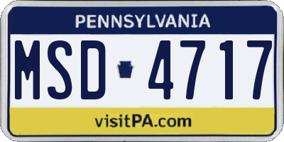 PA license plate MSD4717