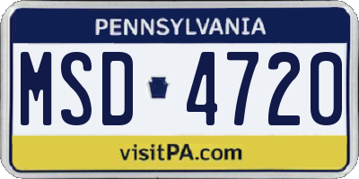 PA license plate MSD4720