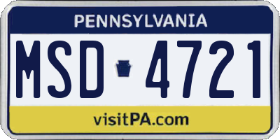 PA license plate MSD4721