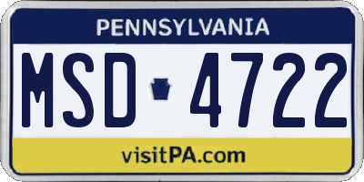 PA license plate MSD4722
