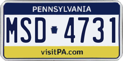 PA license plate MSD4731