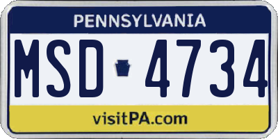 PA license plate MSD4734