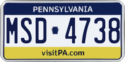 PA license plate MSD4738