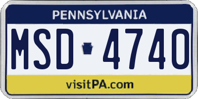 PA license plate MSD4740