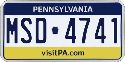 PA license plate MSD4741