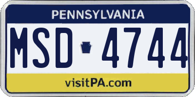 PA license plate MSD4744