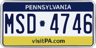 PA license plate MSD4746