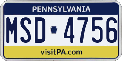 PA license plate MSD4756
