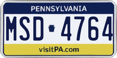 PA license plate MSD4764