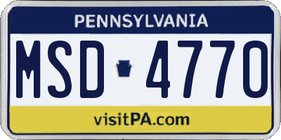 PA license plate MSD4770