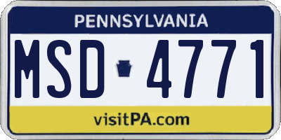 PA license plate MSD4771