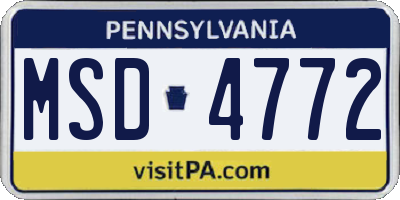 PA license plate MSD4772