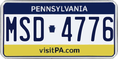 PA license plate MSD4776