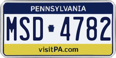 PA license plate MSD4782