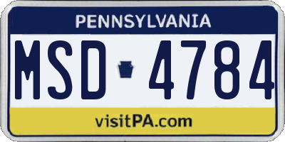 PA license plate MSD4784