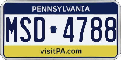 PA license plate MSD4788