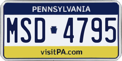 PA license plate MSD4795
