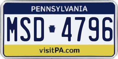 PA license plate MSD4796