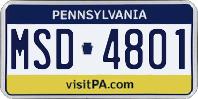 PA license plate MSD4801