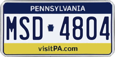 PA license plate MSD4804