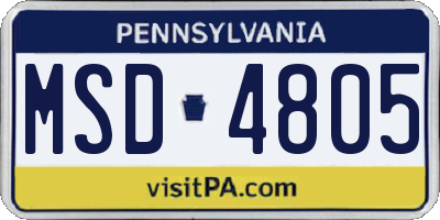 PA license plate MSD4805